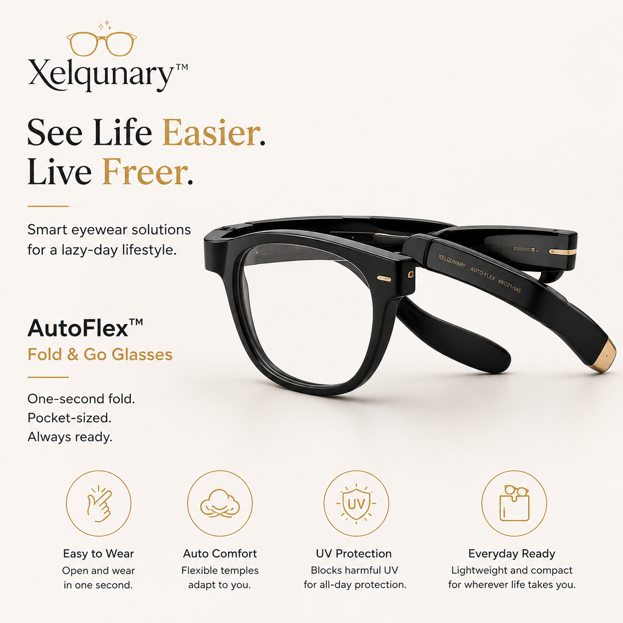 Xelqunary™ AutoFlex Fold & Go Glasses