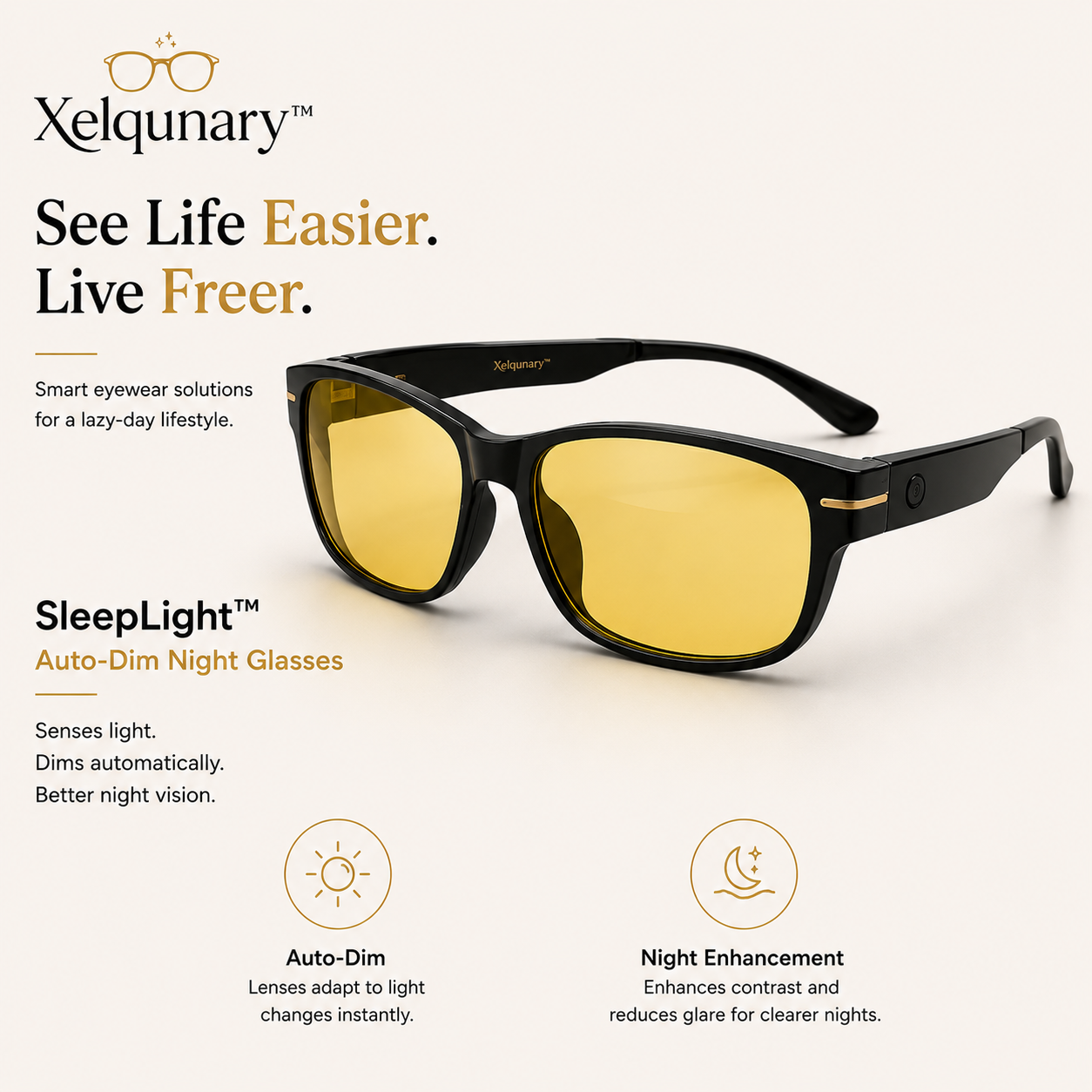 Xelqunary™ SleepLight Auto-Dim Night Glasses