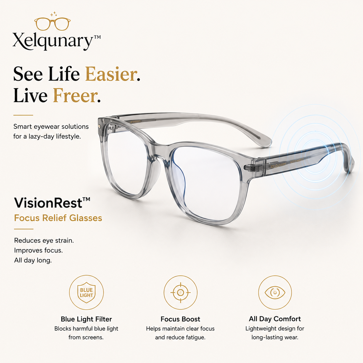 Xelqunary™ VisionRest Focus Relief Glasses