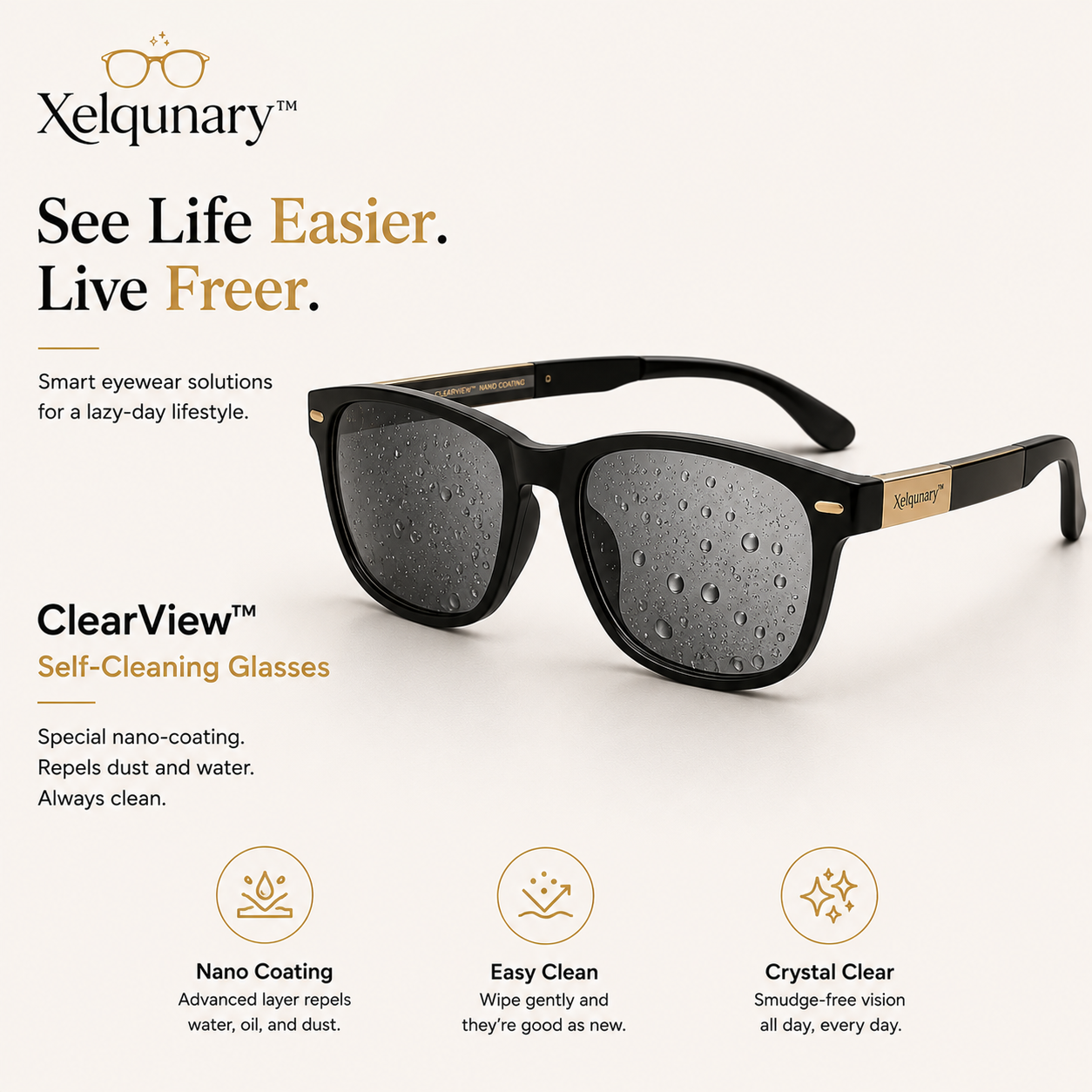 Xelqunary™ ClearView Self-Cleaning Glasses